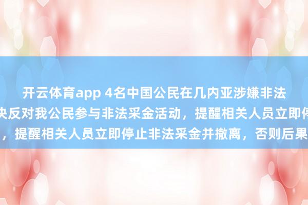開云體育app 4名中國公民在幾內(nèi)亞涉嫌非法采金被捕,我使館:堅決反對我公民參與非法采金活動,提醒相關(guān)人員立即停止非法采金并撤離,否則后果自負(fù)